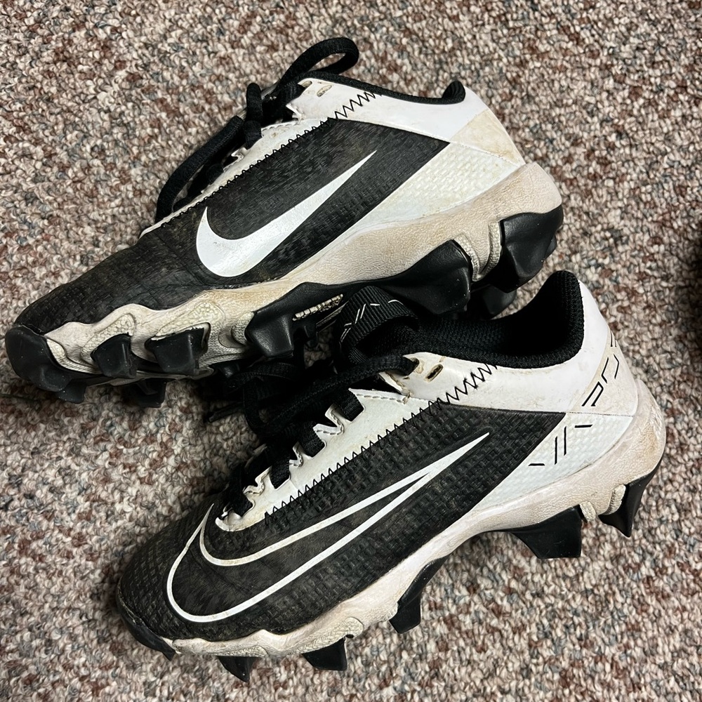 Kids Nike Vapor Black and White Athletic Cleats